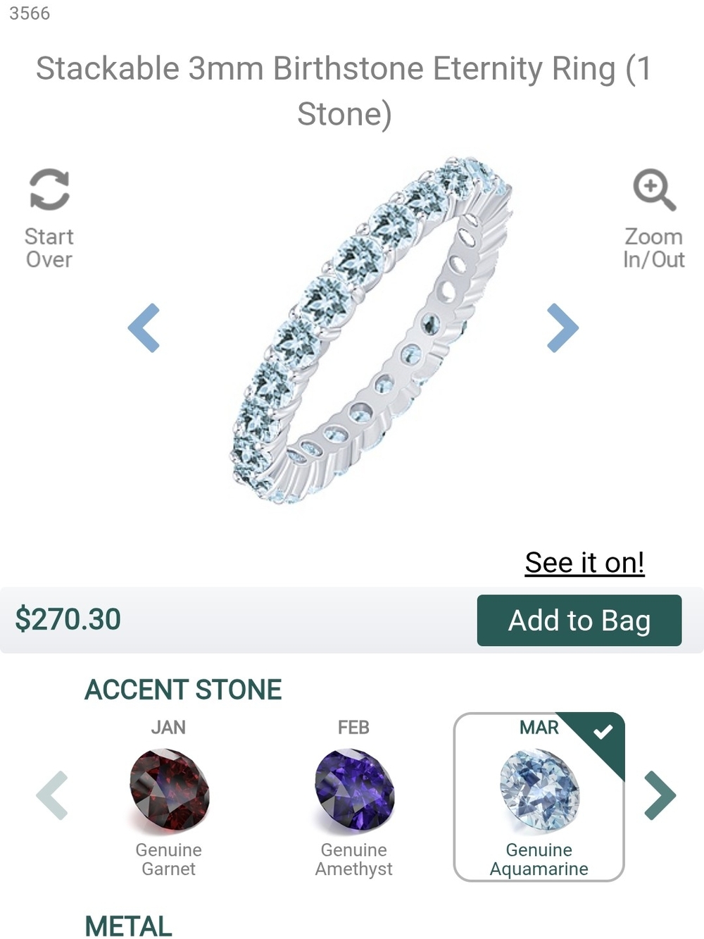 Aquamarine Eternity Stackable Ring in Silver